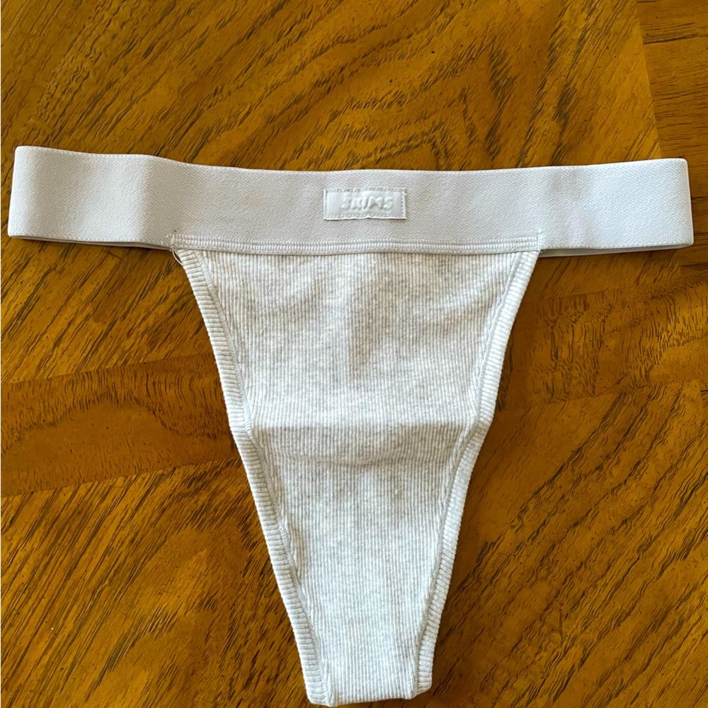 Skims cotton rib thing, XS, in light Heather gray.